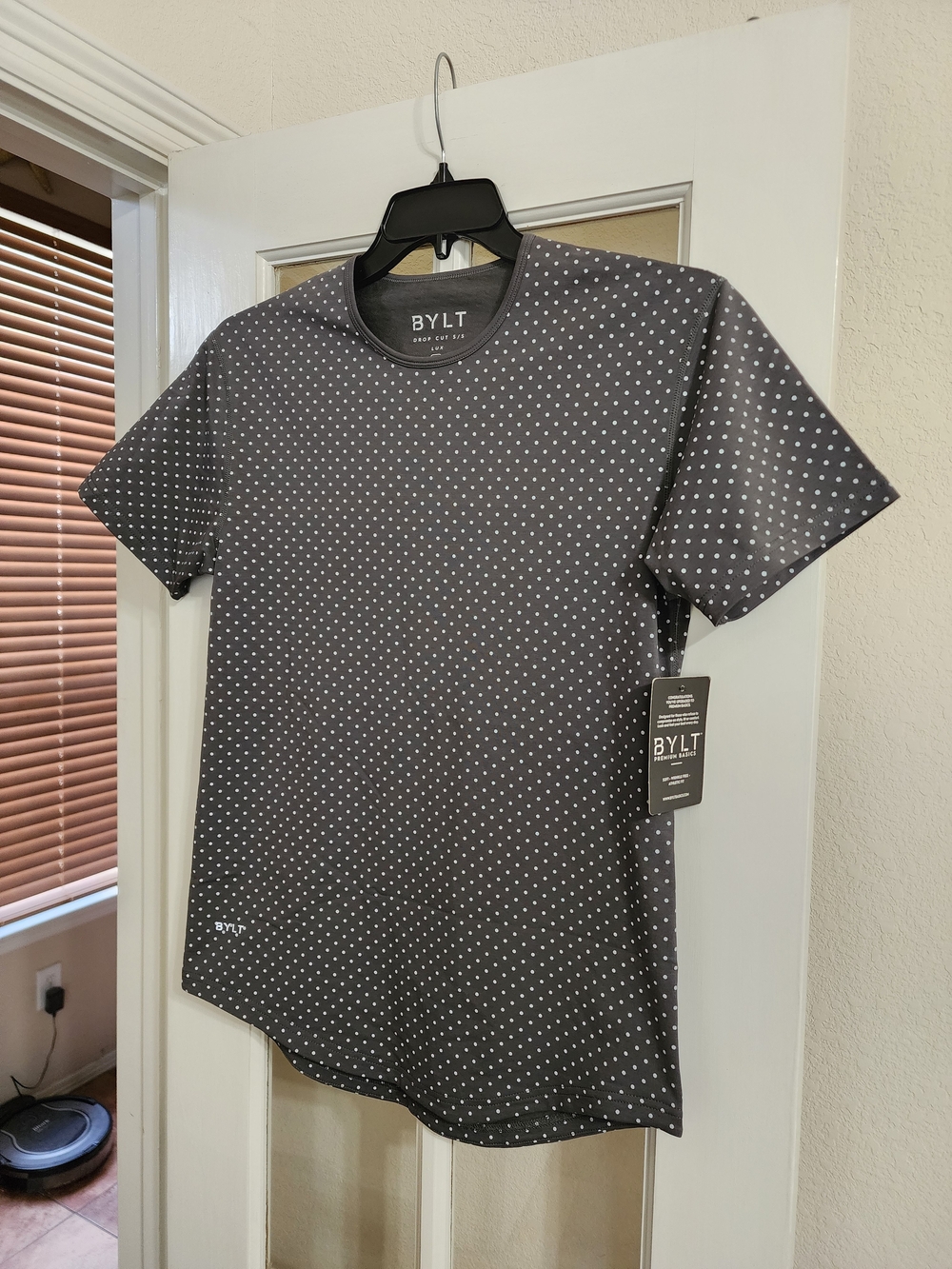 Nwt Bylt Drop Cut S/S Lux Polka Dot Tee Women's Small Gray — image 2 of 8